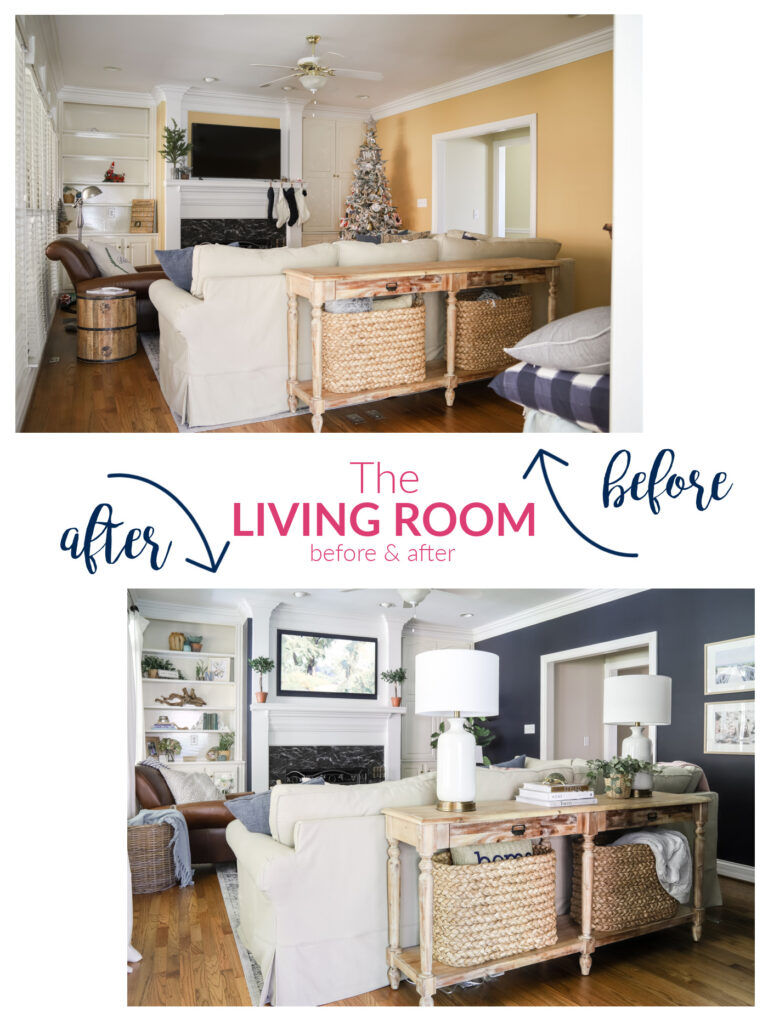 Navy Living Room Makeover | Before & After