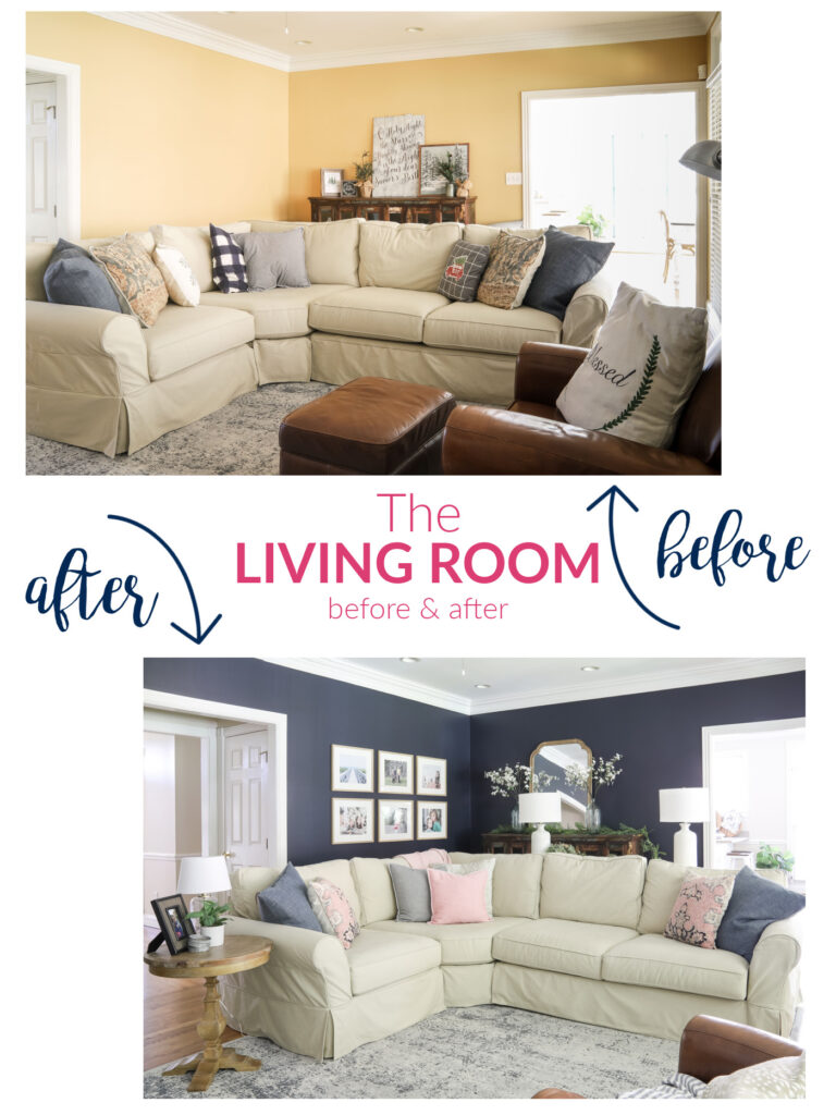 Navy Living Room Makeover | Before & After