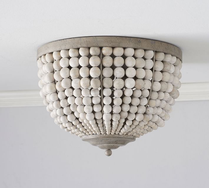 Leila Wood Bead Flush Mount Light