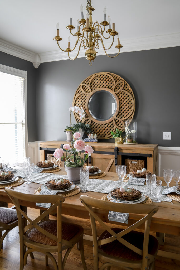 spring tablescape with Kendall charcoal walls