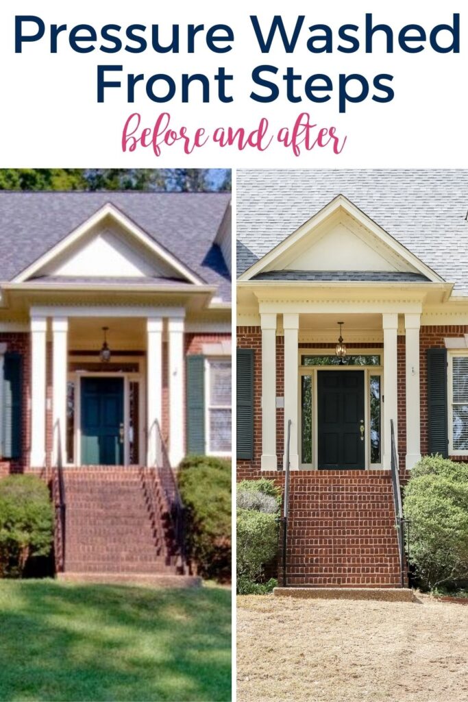 Pressure Washed Front Steps (Before & After)