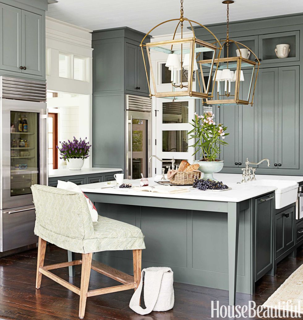 Sherwin Williams Retreat in a Kitchen by Urban Grace Interiors