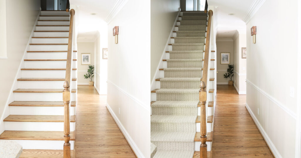 Stair runner before and after