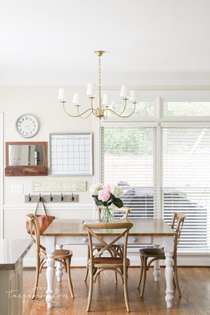 Brass Kitchen Chandelier in Eat-In Kitchen Nook