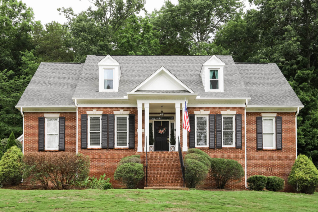 Close up of exterior brick home makeover