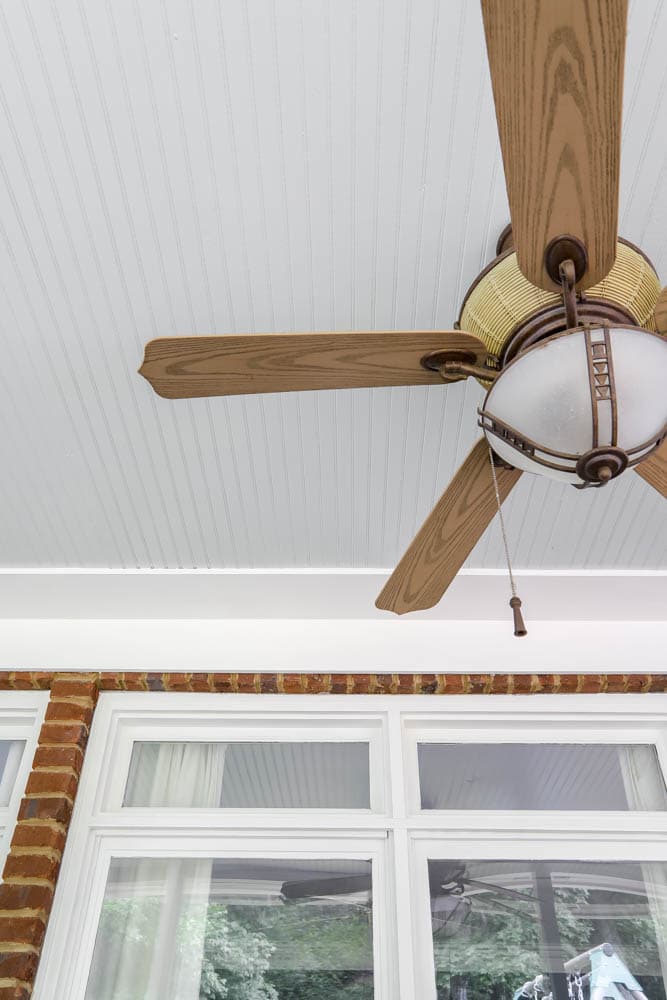 haint blue porch ceiling in Sea Salt