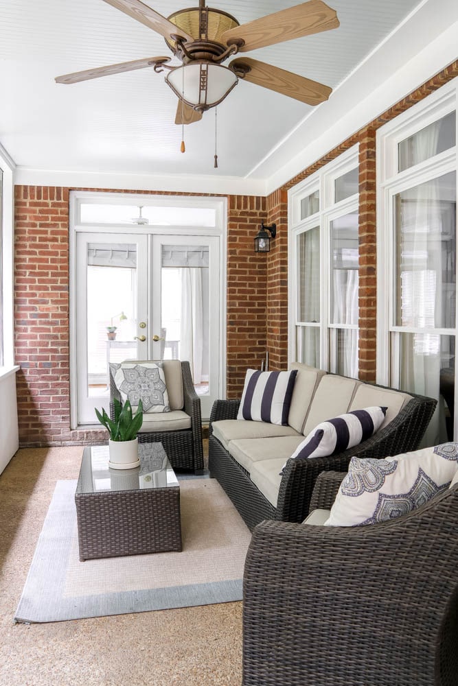 Back Patio with a Haint Blue Ceiling