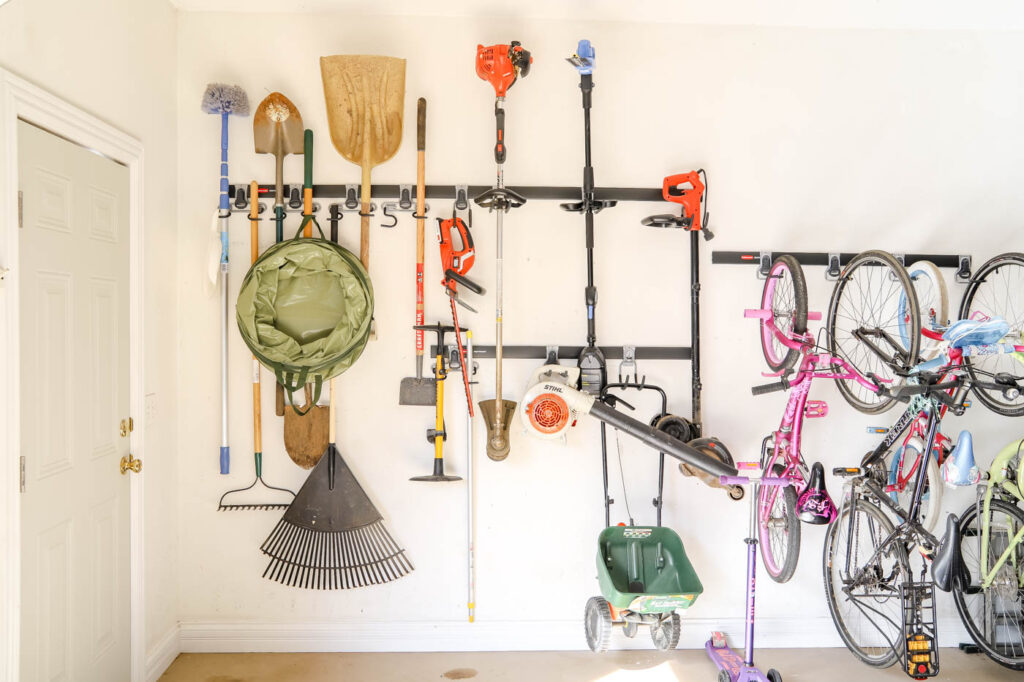 Track System for Hanging Yard Tools in the garage