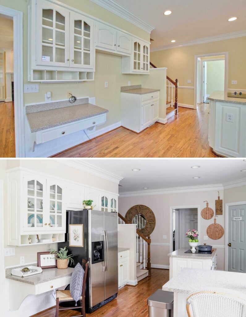 Kitchen Desk Area Before and After