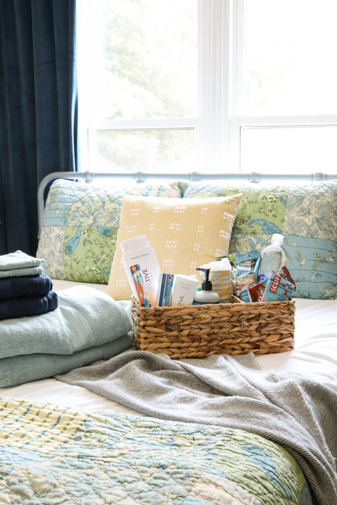 guest room bed with essentials - Small Gestures Matter