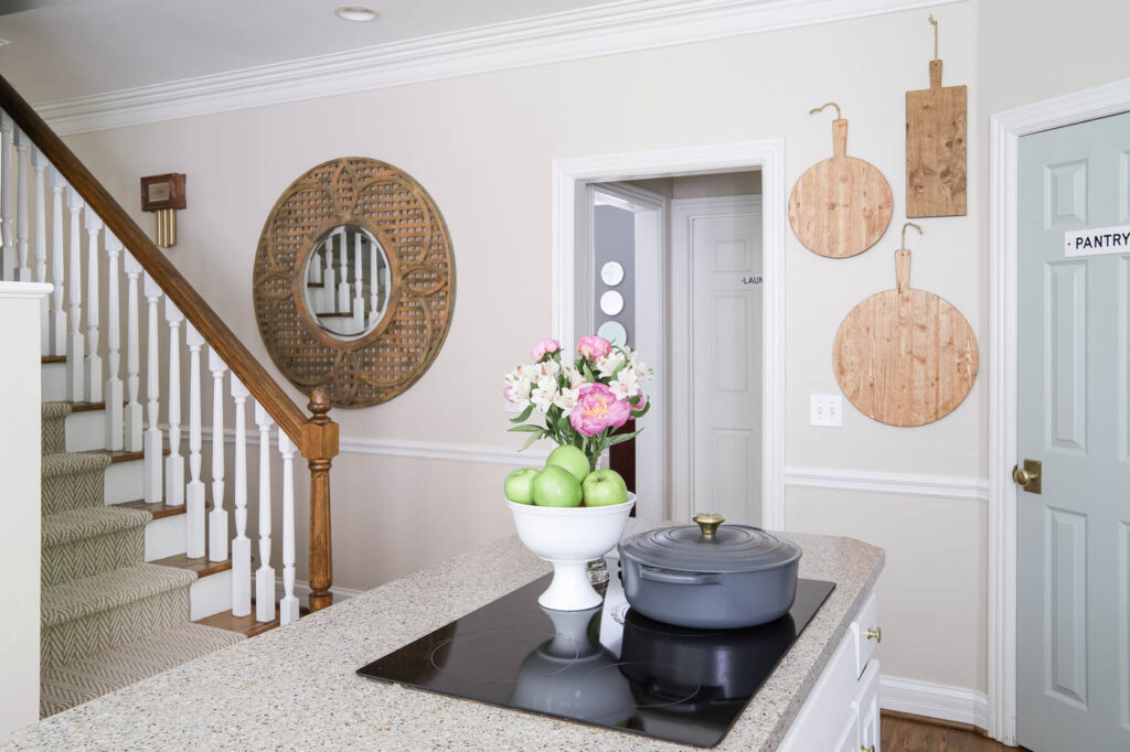 Pajama stairs leading into the kitchen