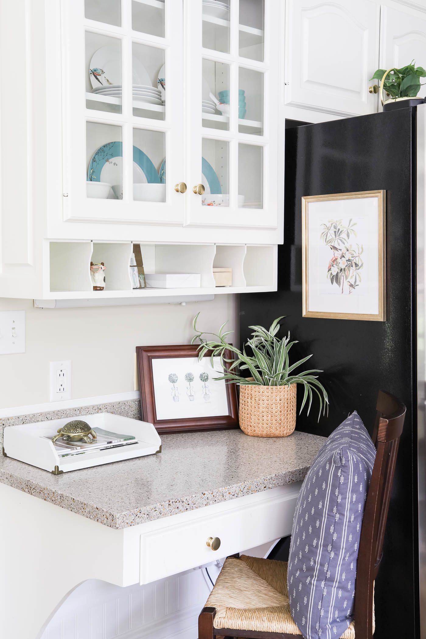 Kitchen Desk Area with artwork