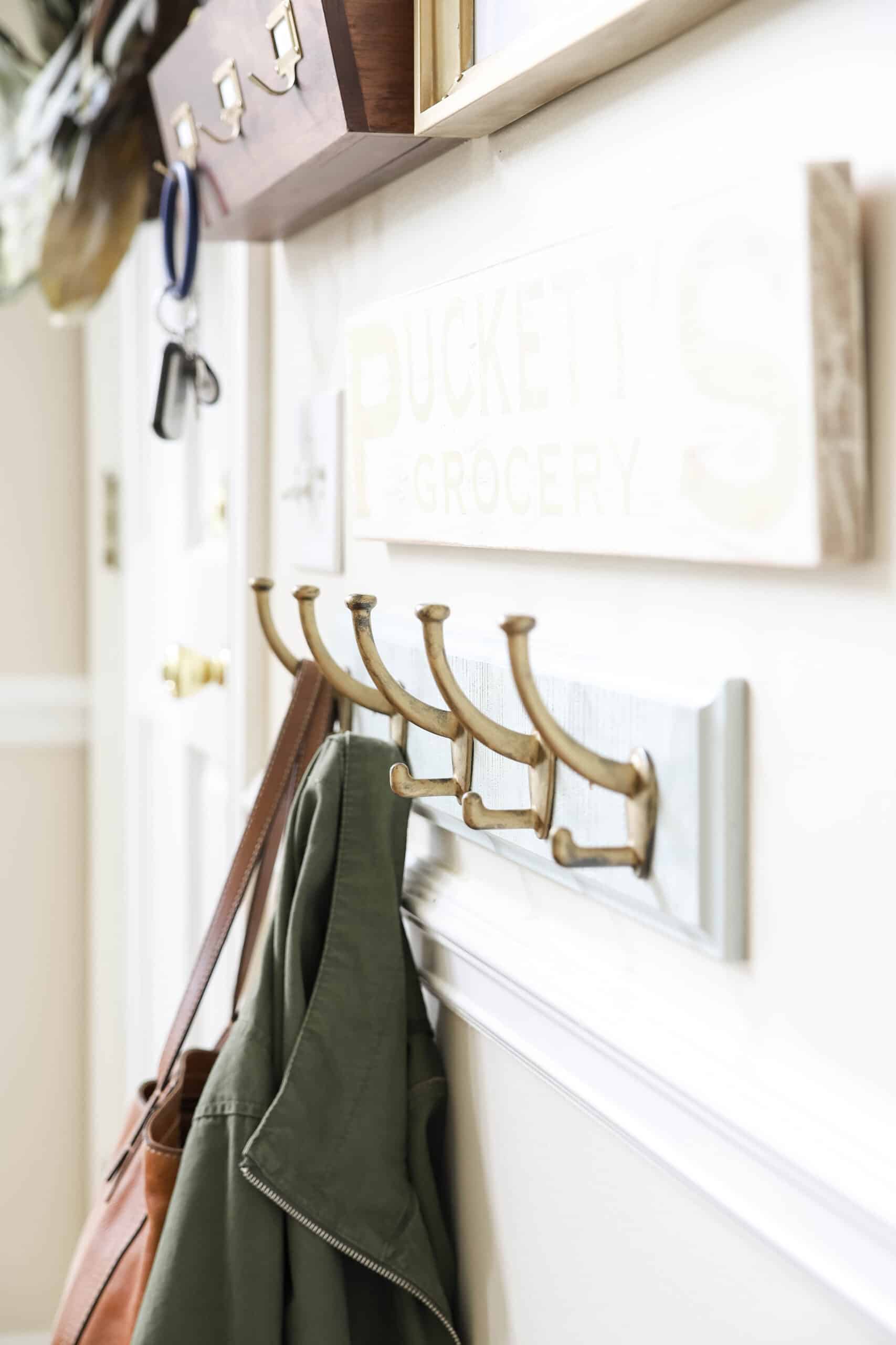 wall hooks in mudroom