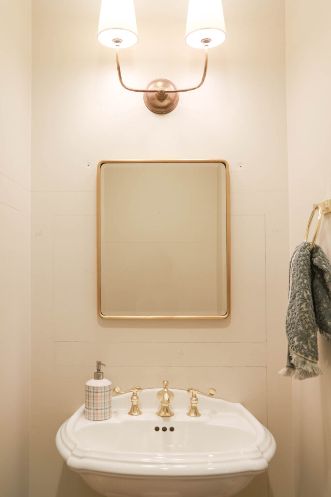 Vintage Rounded Mirror in Powder Bathroom