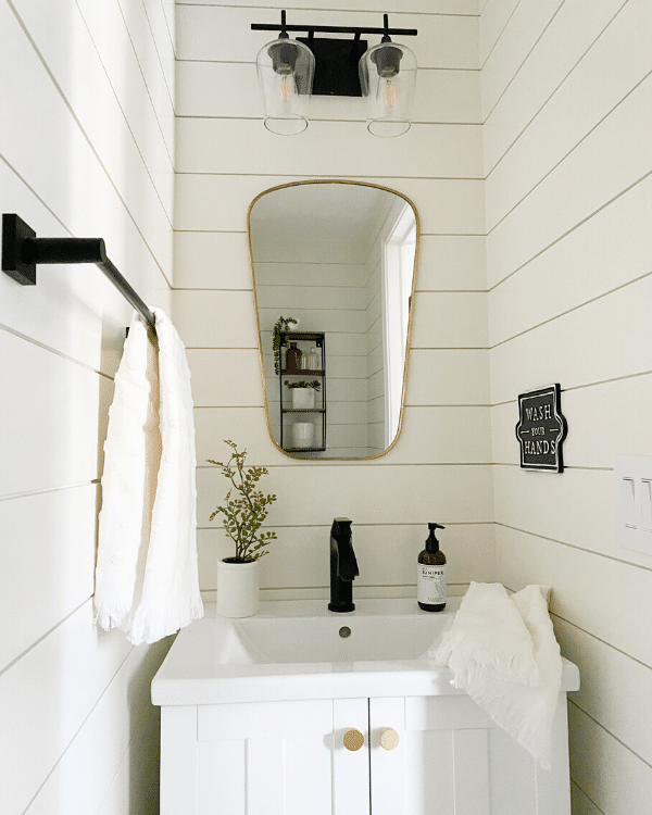 shiplapped powder using SW Alabaster neutral paint color