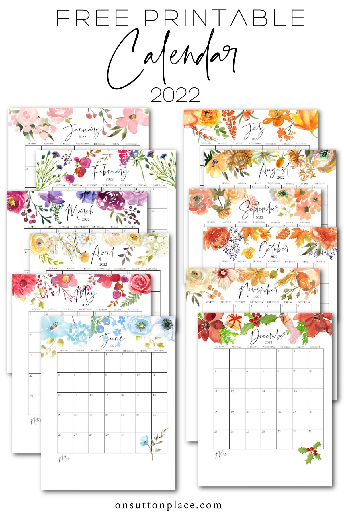 Free Cute Printable 2022 Monthly Calendar 50+ Of The Best 2022 Free Printable Calendars - The Turquoise Home
