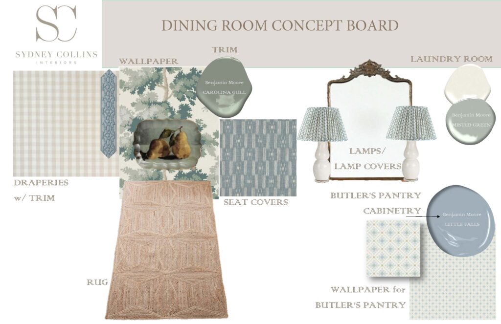 Traditional Dining Room Concept Board | Sydney Collins Interiors