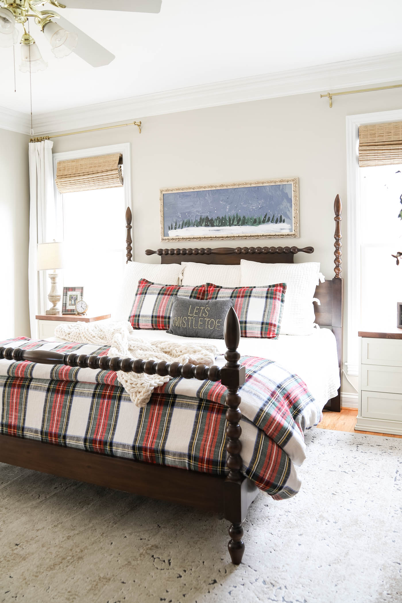 Plaid Master Bedroom Christmas Decor