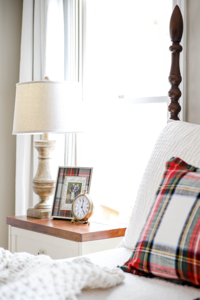 Plaid Picture Frame in Master Bedroom Christmas Decor