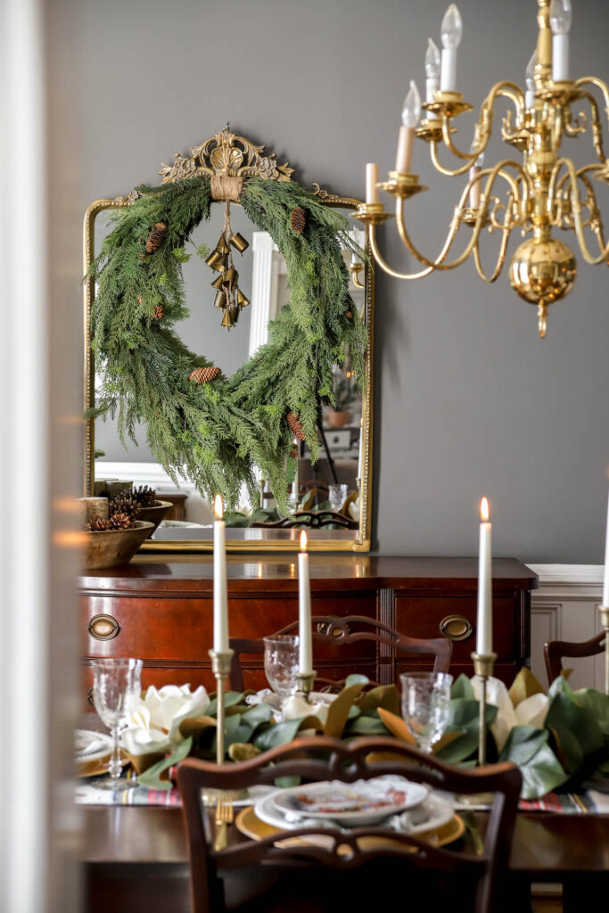 Greenery Wreath in Dining Room