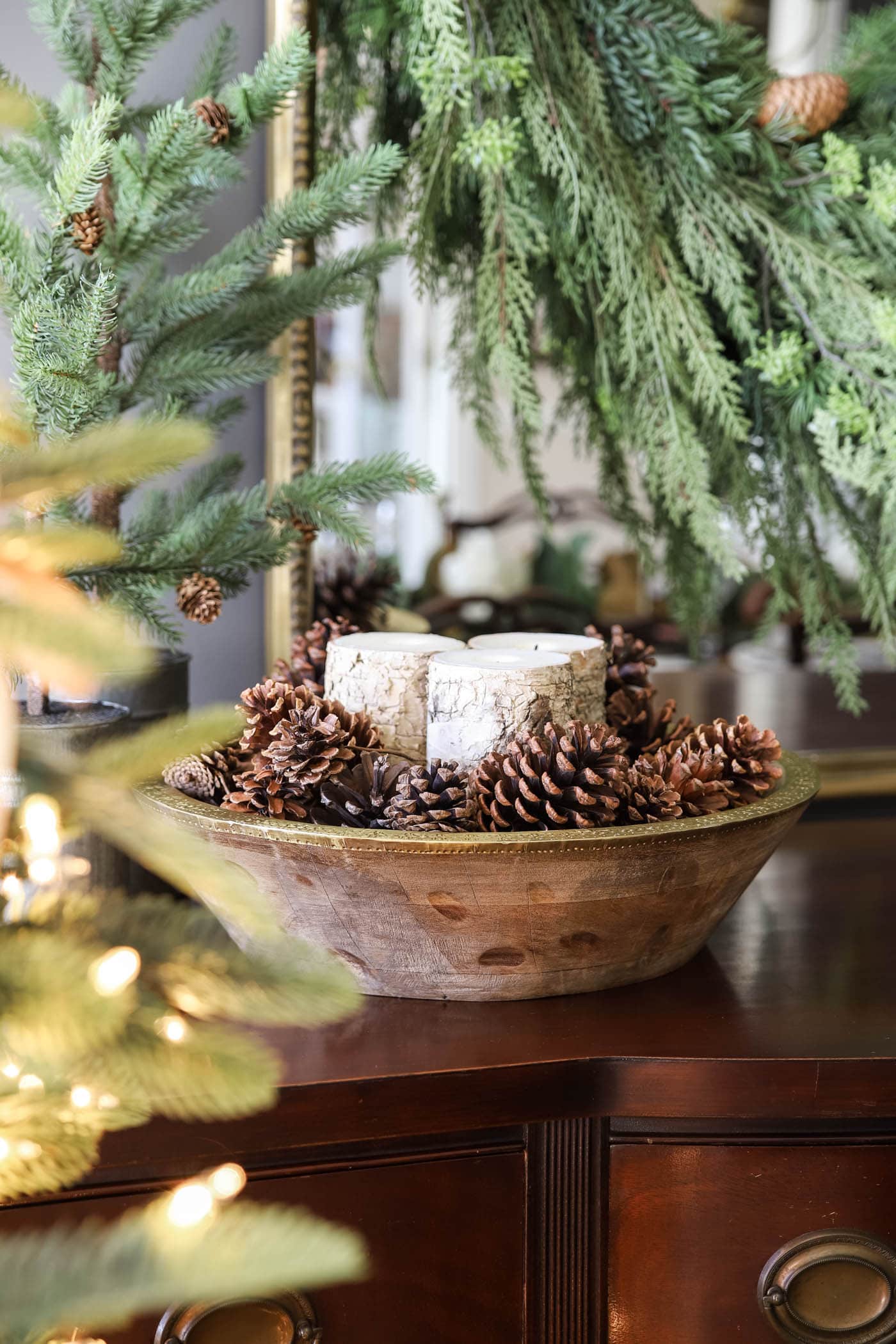 Wooden Bowl with Gold Gilded Edges