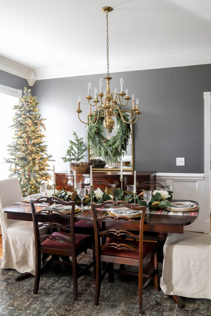 Christmas in a Kendall Charcoal Dining Room