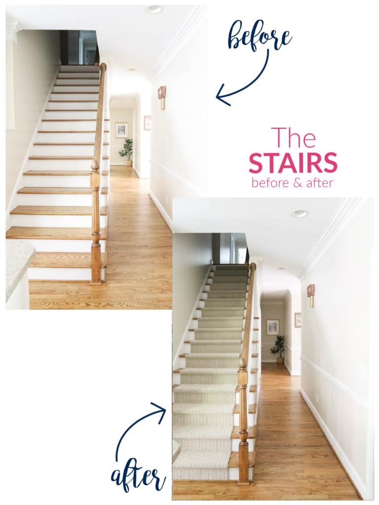 Stair runner before and after