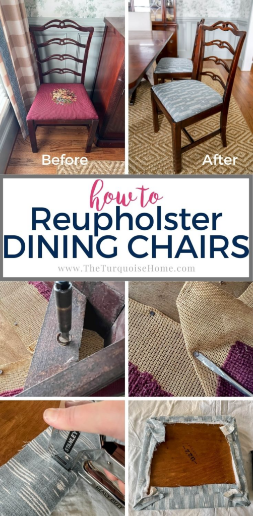 How to Reupholster Dining Chair Covers - The Turquoise Home