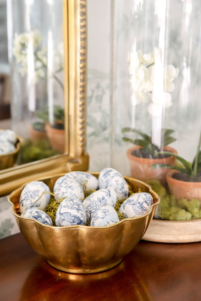Chinoiserie Eggs in a Brass Bowl