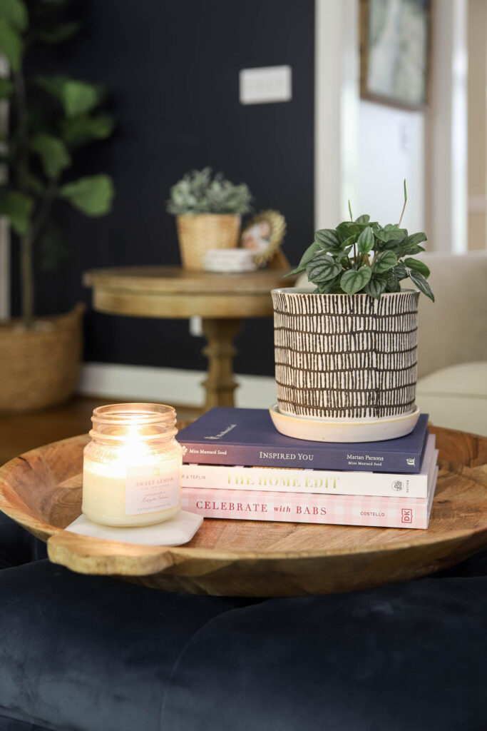 coffee table decor with candle