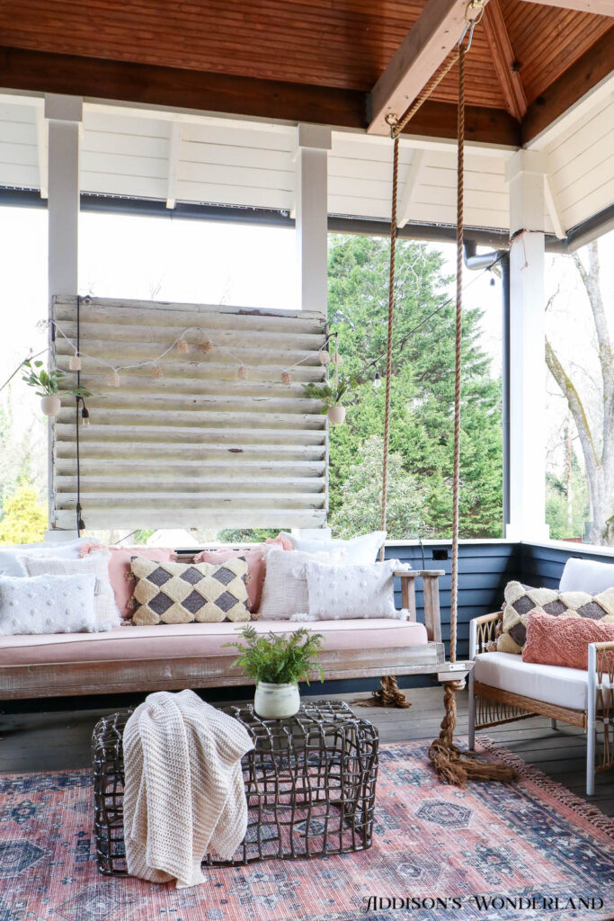 Screened-in Porch with Bed Swing