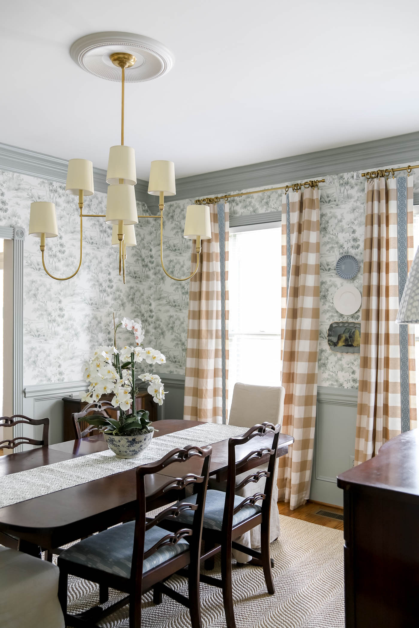 Buffalo Check Curtains in Dining Room