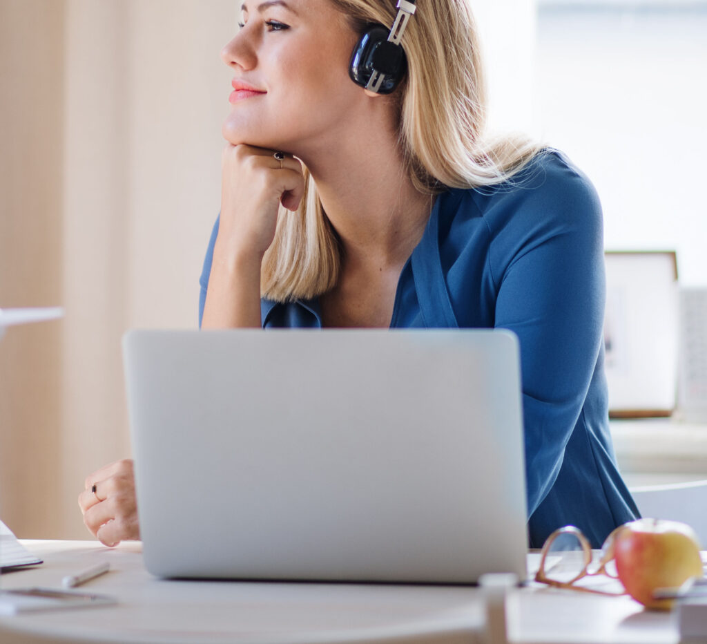 Working woman with headphones