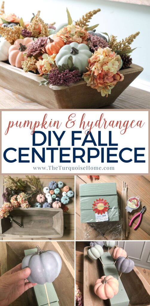 DIY Fall Centerpiece with Hydrangeas and Pumpkins