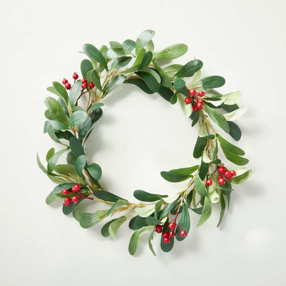 mistletoe and winterberry faux wreath