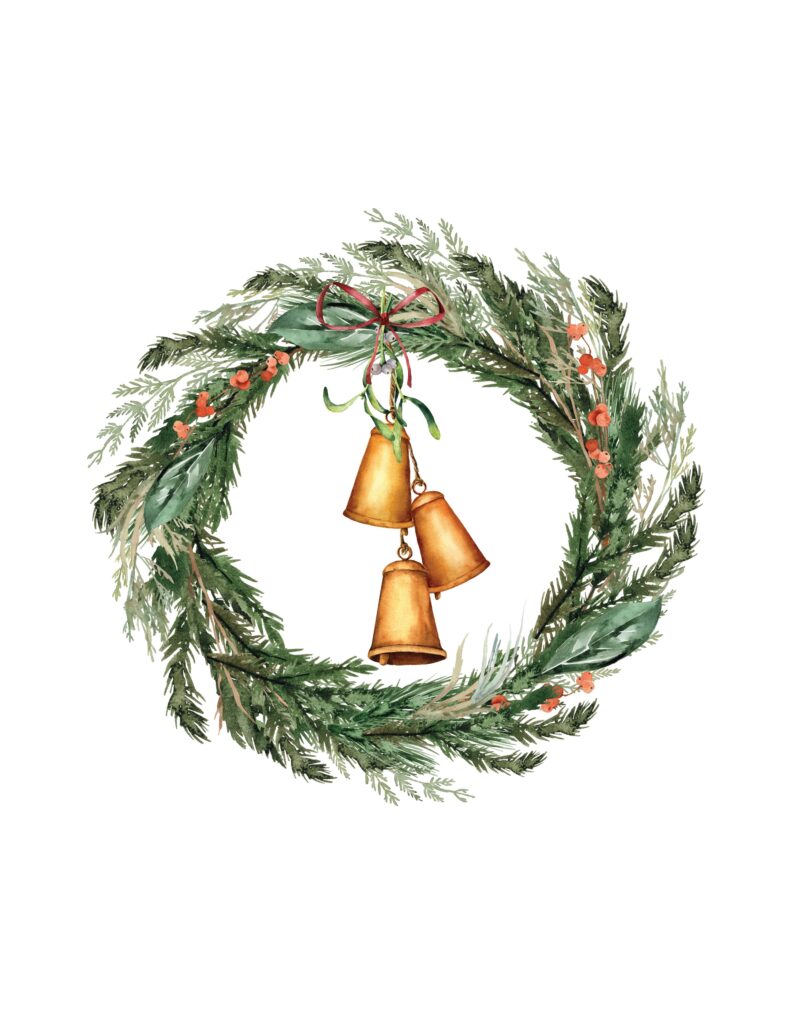 Wreath with Bells Christmas Printable