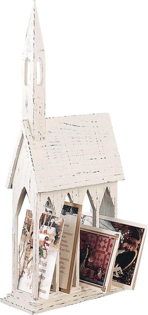 Rustic Wood Church Tabletop Card Holder