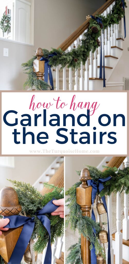 how to hang garland on the stairs