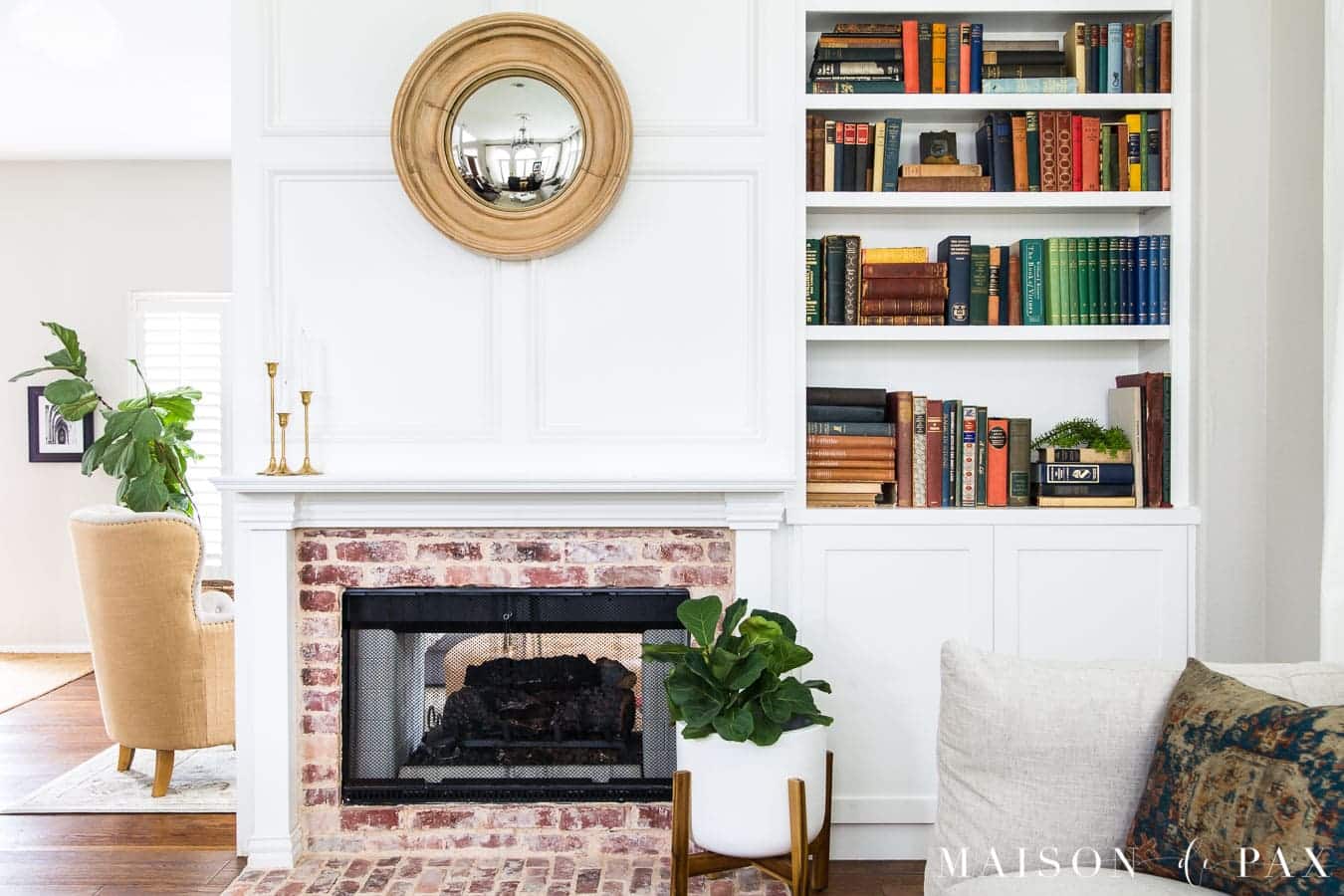 Fireplace and built-ins painted Extra White