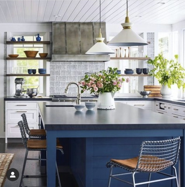 Ben Moore Van Deusen Blue kitchen island