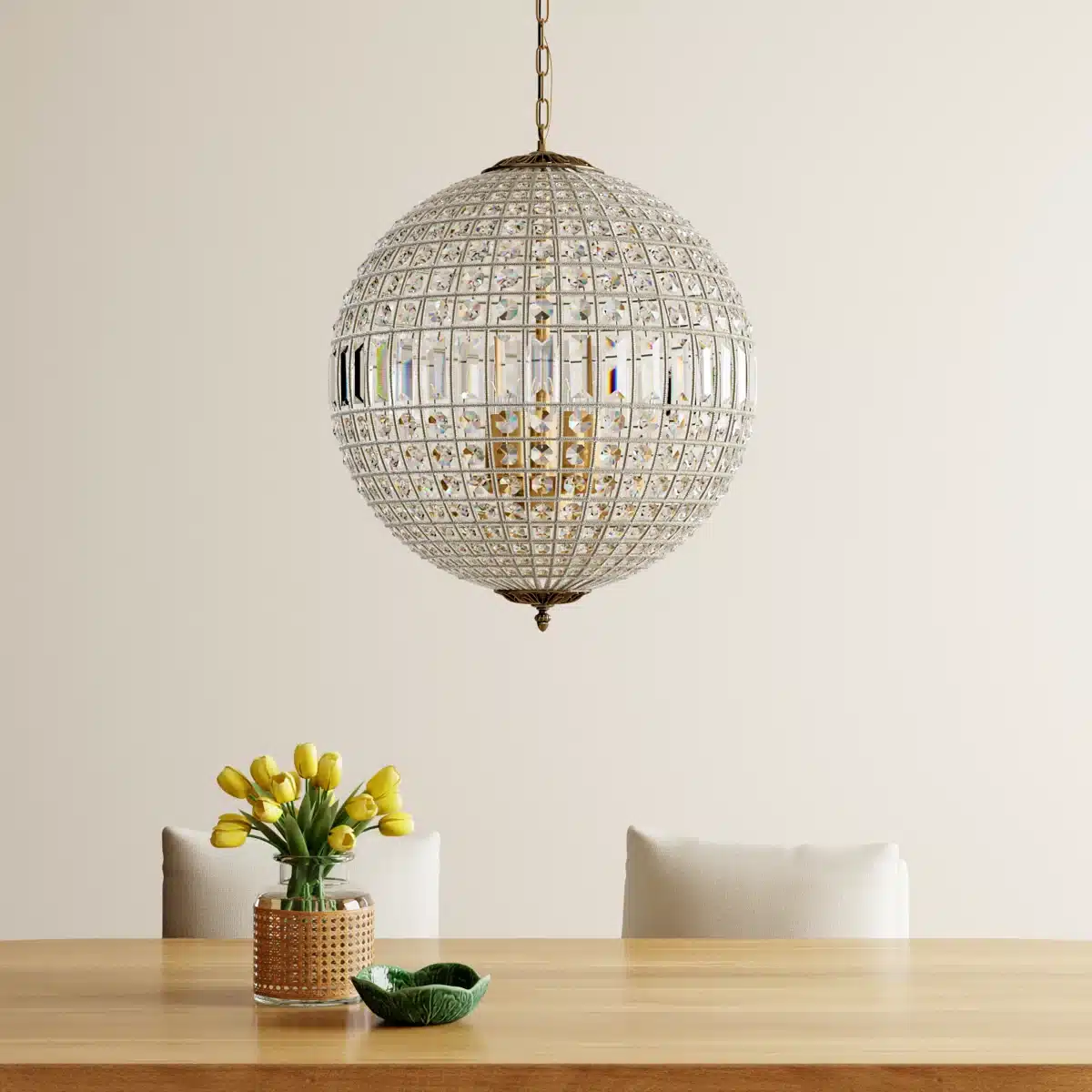 dimmable globe chandelier