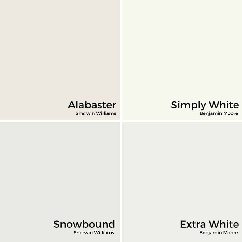 Snowbound vs. Alabaster
Snowbound vs. Simply White
Snowbound vs. Extra White