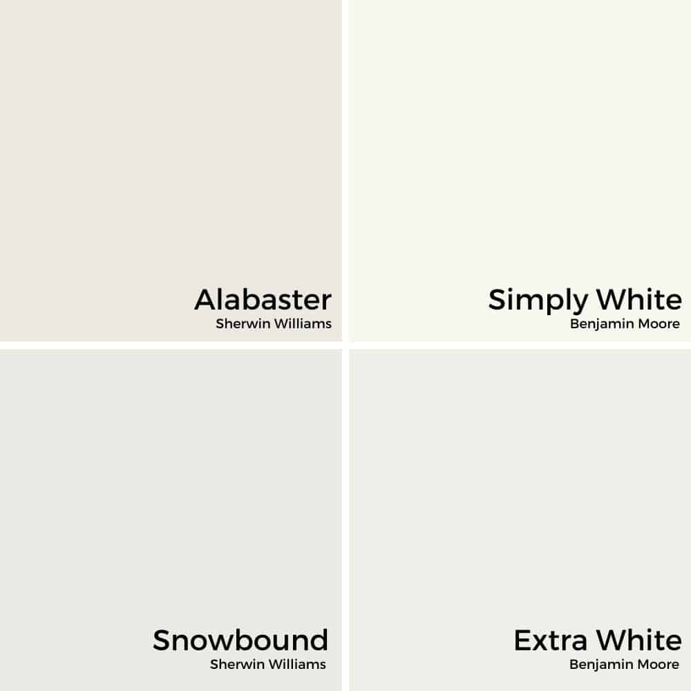 Snowbound vs. Alabaster Snowbound vs. Simply White Snowbound vs. Extra White