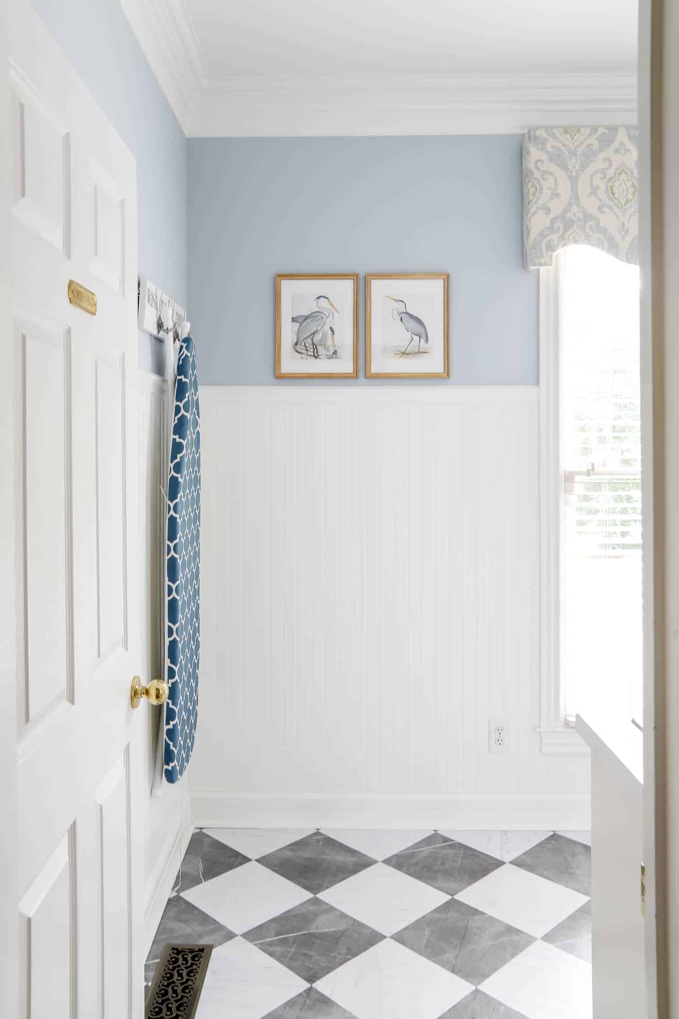 beadboard wall treatment in laundry room