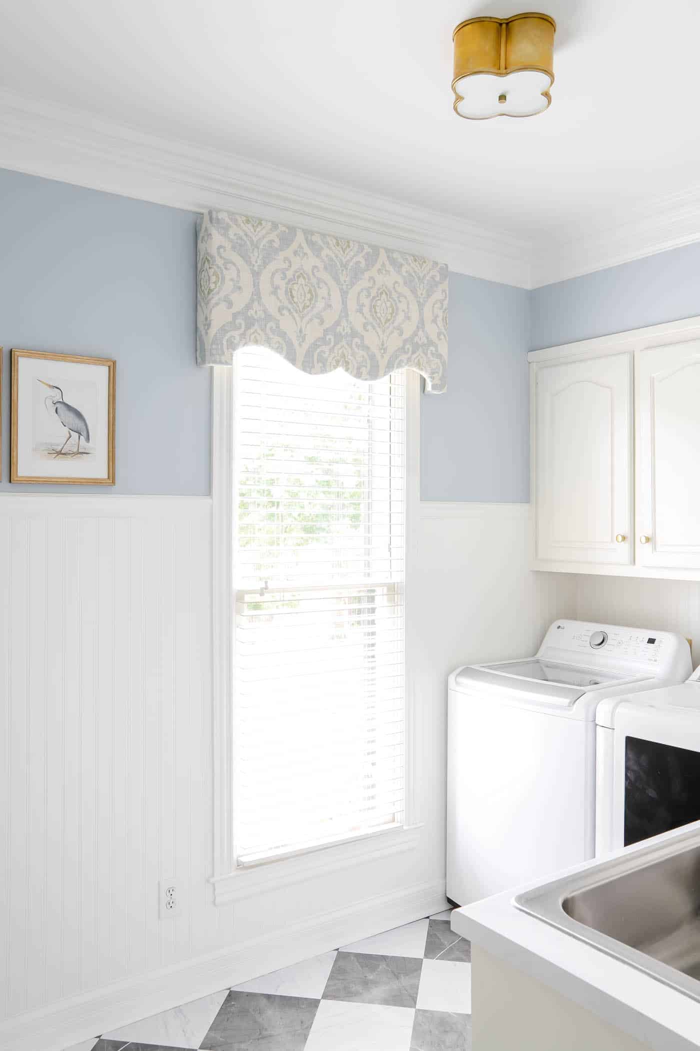 blue and white laundry room makeover