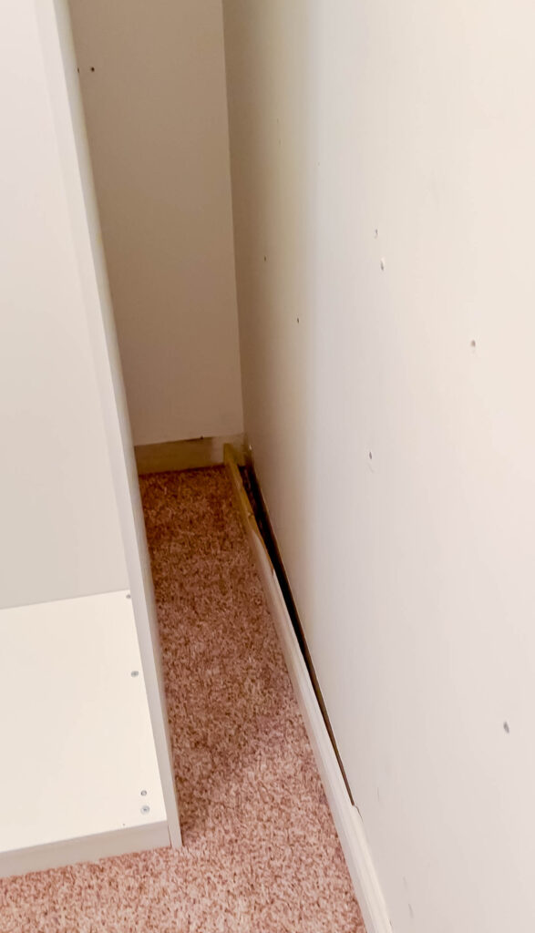 Cut baseboards for closet installation