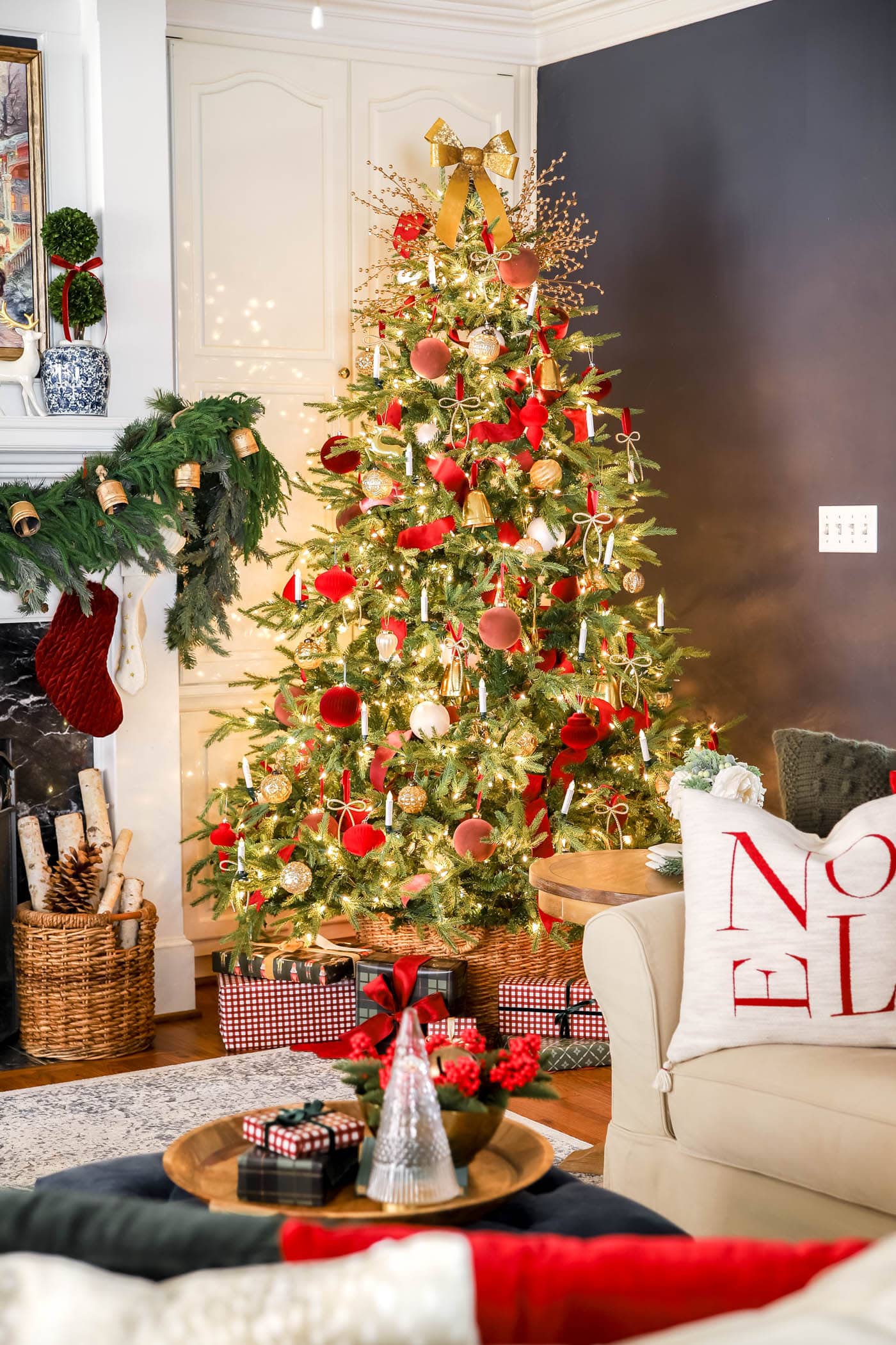 Red, White & Gold Christmas Tree Decor