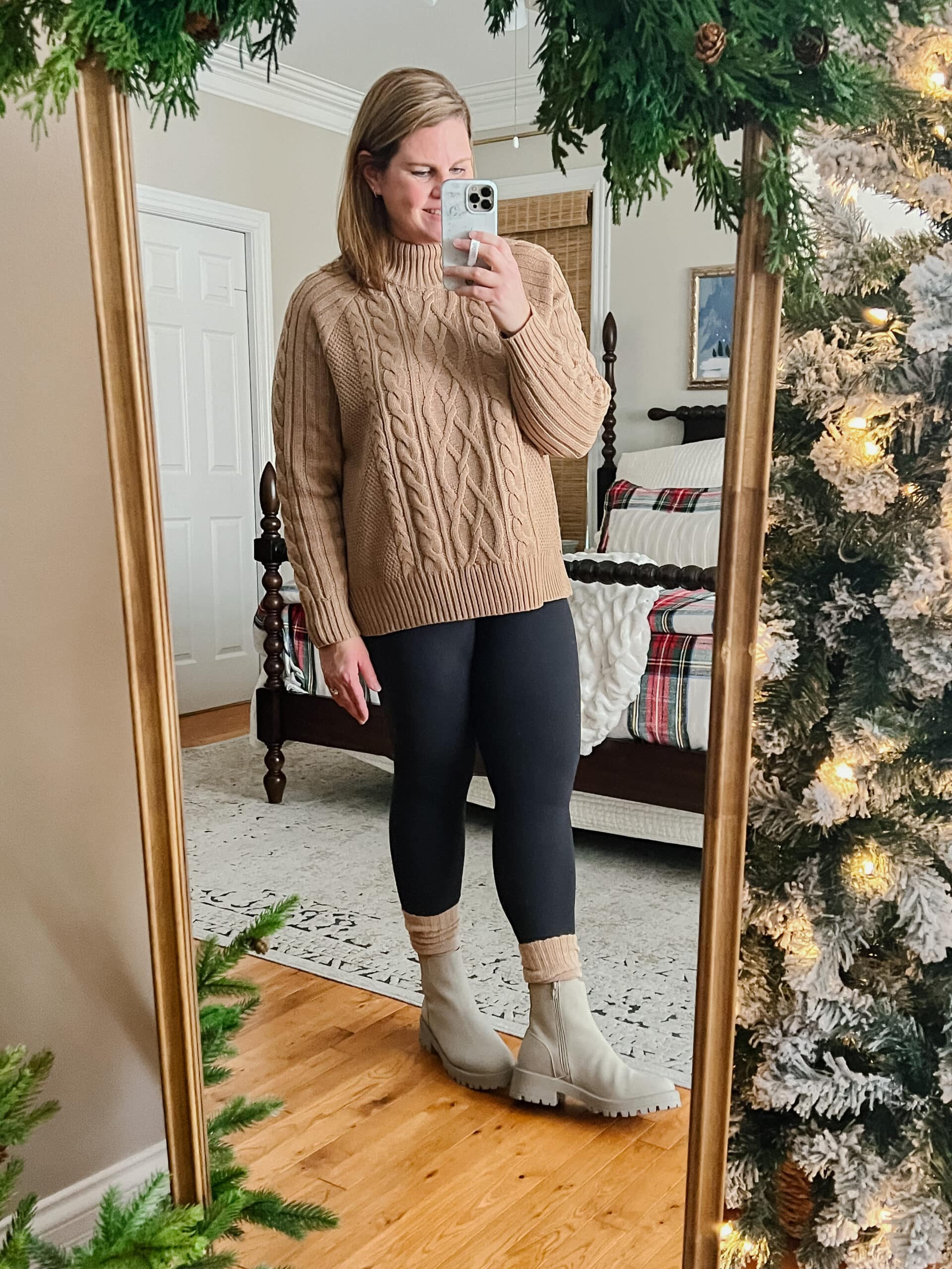oversized sweater with leggings and Chelsea boots