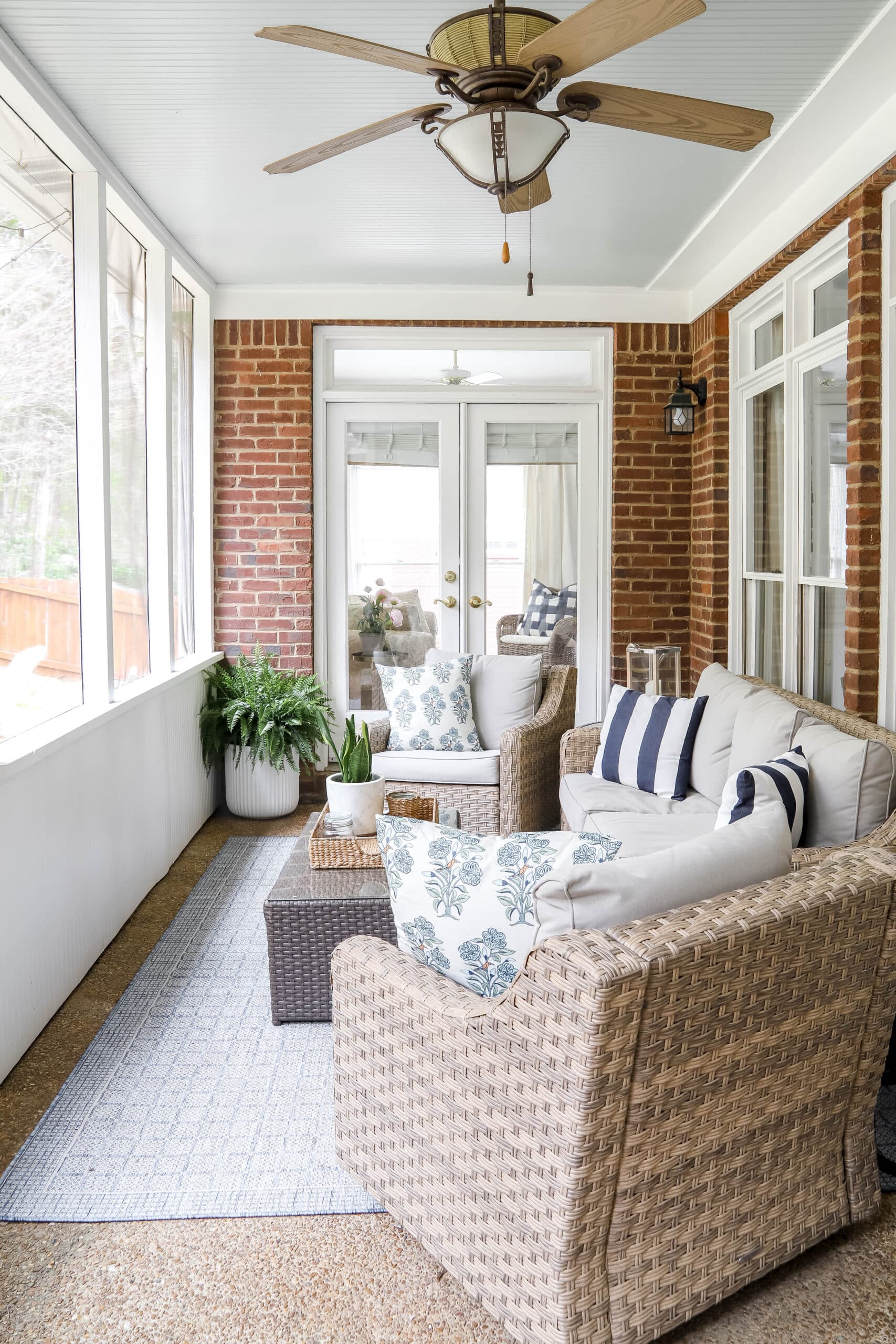 granny chic coastal screened-in back porch