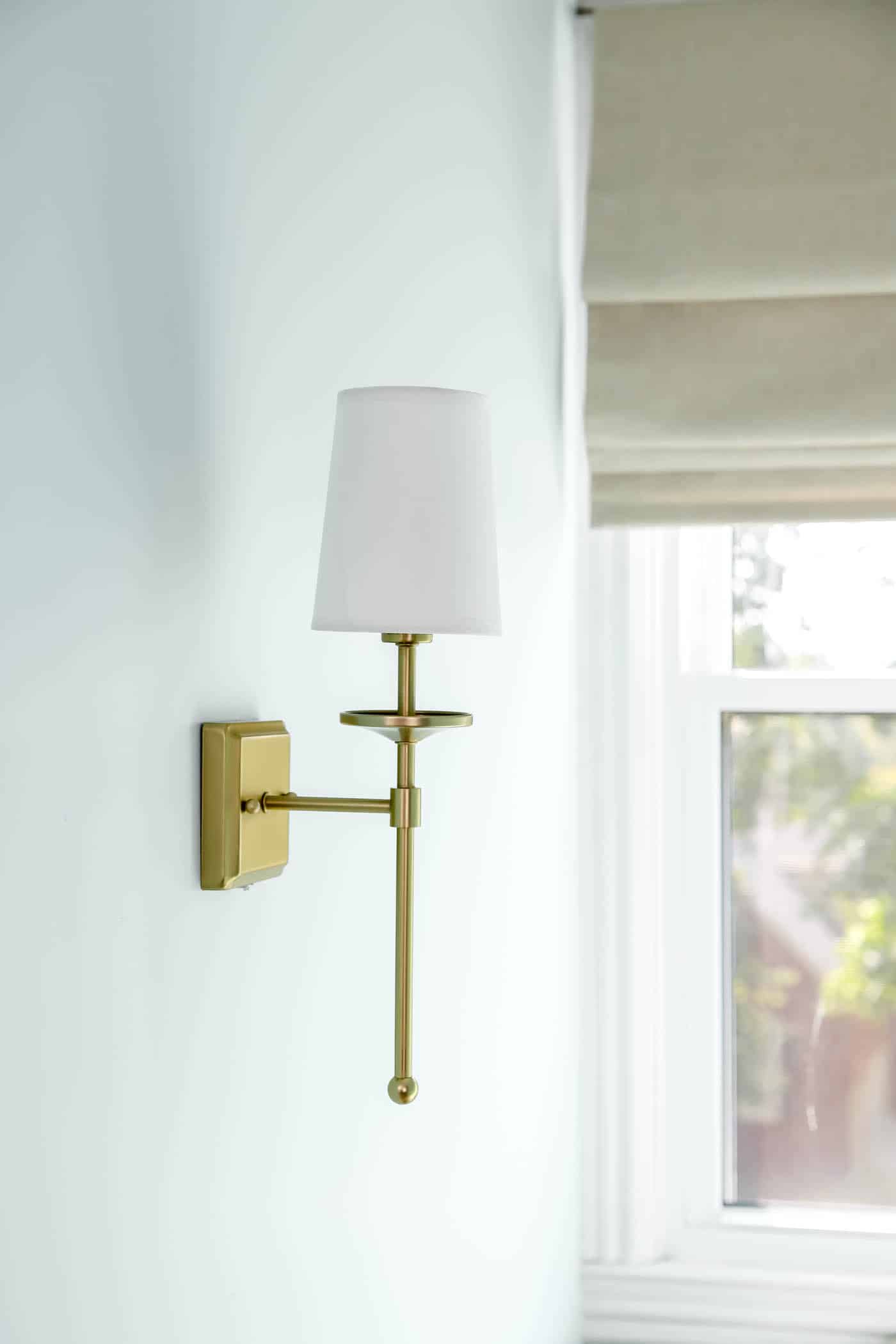 brushed gold sconce light.